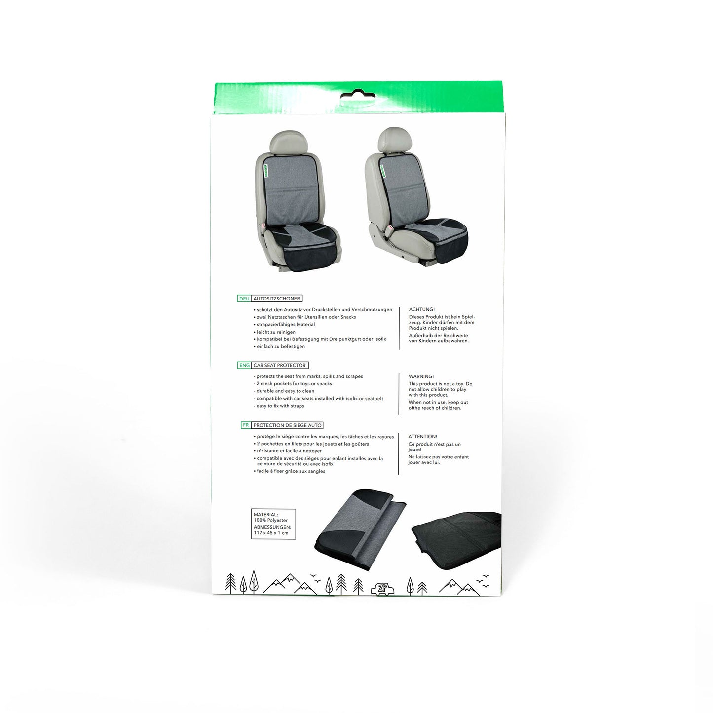 Zwergperten Trittschutz – schützt den Autositz vor Schmutz und Druckstellen